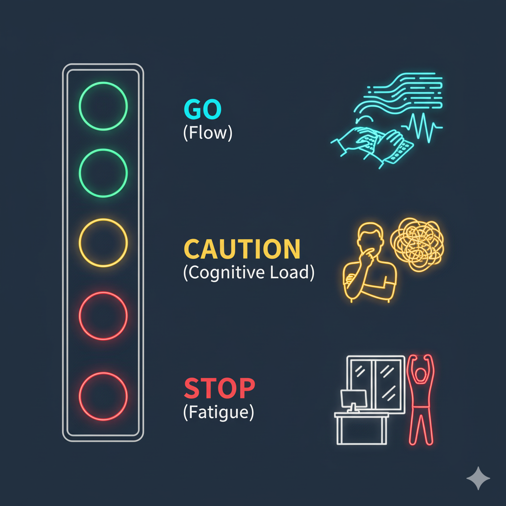 Don’t miss the signs, like traffic‑light colors