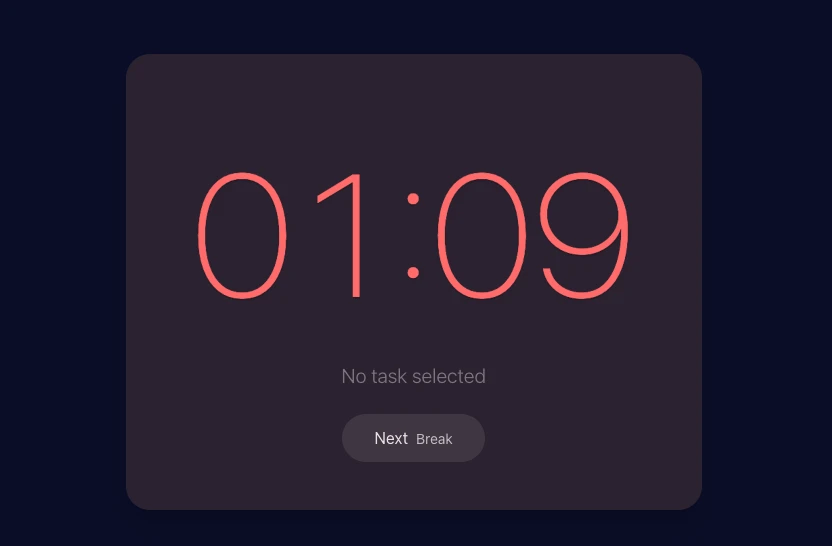 Screenshot of preparing a task in the FlowTime Timer.